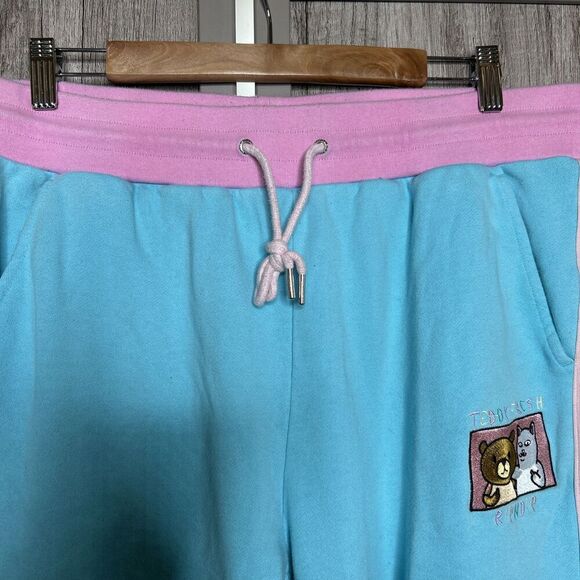 RIPNDIP Teddy Fresh Color Block Sweatpants Blue Pink Size L - Picture 3 of 8